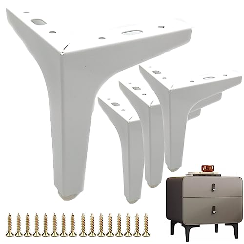 6 inch Metal Furniture Legs, White Metal Legs Triangle Sofa Legs Iron Feet Replacement for Couch,Sofa,Dresser,Cabinet,Bed,Chair,Cupboard,Set of 4 (6" Height,White) - color: White, size: 6"/15cm