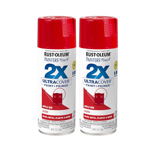 Rust-Oleum Painter's Touch 2X Ultra Cover Spray Paint, Gloss Apple Red - color: Gloss Apple Red, size: 12 Ounce (Pack of 2)