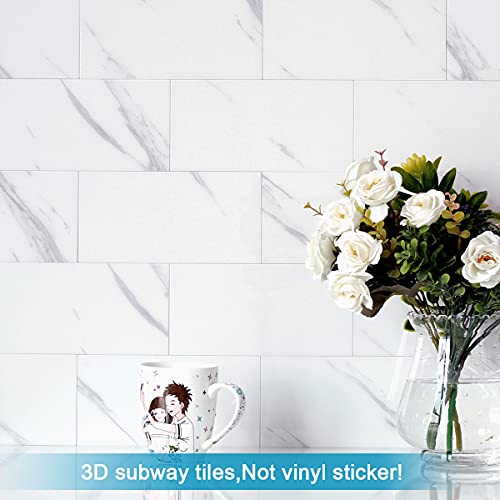 BeNice Peel and Stick Tile Backsplash Bathroom Fishbelly White 23pcs - color: Fishbelly White