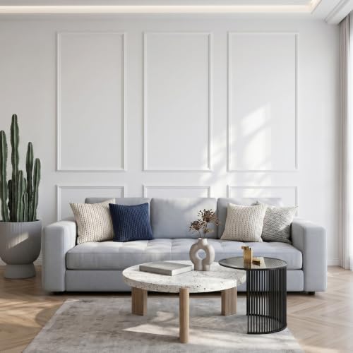 3 Sets Framed Premade Peel and Stick Wall Molding Kit – Pre-Cut Wainscoting Panels Set, Self-Adhesive Installation for Living Room, Bedroom Accent Wall Decor（54 * 24IN-24 * 24IN） - size: 54 * 24IN-24 * 24IN