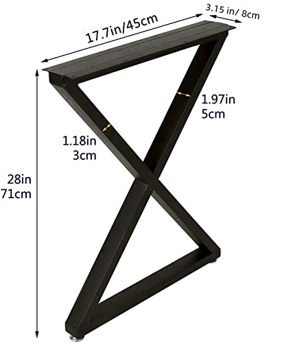 TIEOU Metal Legs for Table X Shape 28" H Tall Industrial Black Table Legs Heavy Duty Metal Desk Legs Set of 2(Without Boards) - size: X Shape-28"H
