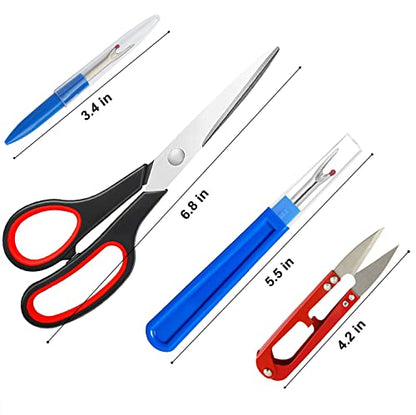 10 Pcs Sewing Seam Rippers, 4 Big and 4 Small Handy Stitch Ripper Sewing Tools with 2 Scissors for Sewing Crafting Thread Removin - color: Red, Yellow, Blue, Green