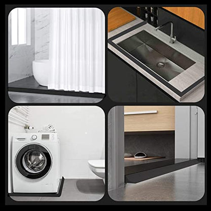 Raycity Silicone Shower Threshold Water Dam Barrier, 39 Inch, Black - color: Black, style: 39Inch