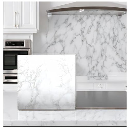 EZ FAUX DECOR Vinyl Countertop Update Wrap 36" x 120" Waterproof White Marble Contact Paper Countertop Adhesive Covering Formica Laminate Removable Wallpaper Peel and Stick Backsplash - size: 36" x 120"