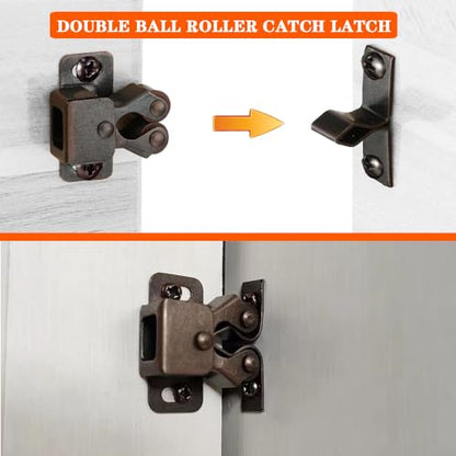 Cabinet Latch QEDT 8 Pack Bronze Double Roller Catch