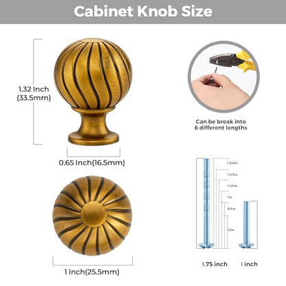 12 Pack Brushed Brass Cabinet Knobs, 1 Inch Round Dresser Drawer Knobs - color: Brushed Brass