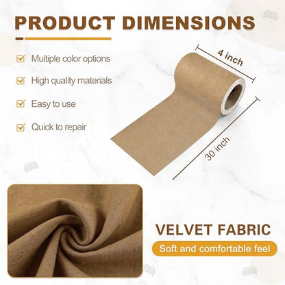 Velvet Repair Patch, Self-Adhesive Flannel Fabric Patch, Multi Colors, Microfiber Patch，Can be Used to Patch Sofas, Car Seats, Handbags, Jacket Holes and Tears (Light Brown) - color: Beige, size: 4" x 30"-2 ROLLS