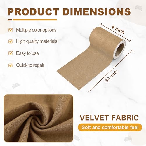 Velvet Repair Patch, Self-Adhesive Flannel Fabric Patch, Multi Colors, Microfiber Patch，Can be Used to Patch Sofas, Car Seats, Handbags, Jacket Holes and Tears (Light Brown) - color: Beige, size: 4" x 30"-2 ROLLS