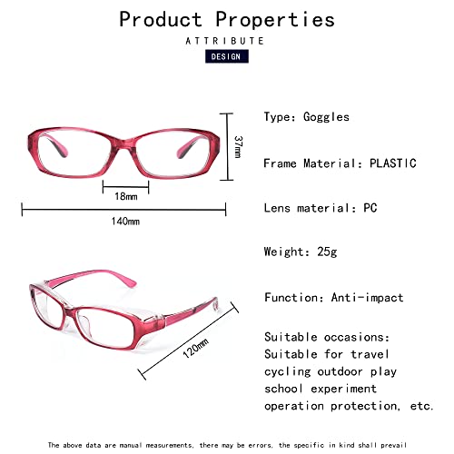 SooGree Safety Goggles Glasses Anti-pollen Dust Scratch Protective Eyewear Detachable Lens Myopia Frame - color: Red