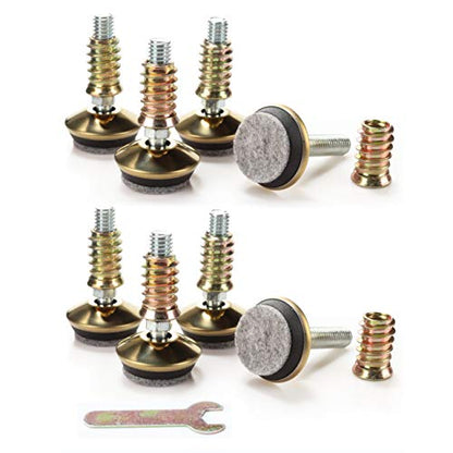 Swivel Furniture Levelers 3/8"-16 Thread with Felt Pads 8PK