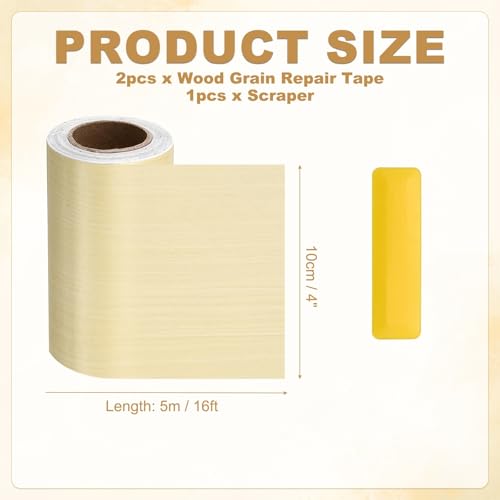 HARFINGTON Wood Grain Repair Tape 4" x16ft Self-Adhesive Repair Patch - color: Yellow Fir, size: 4" x 16ft