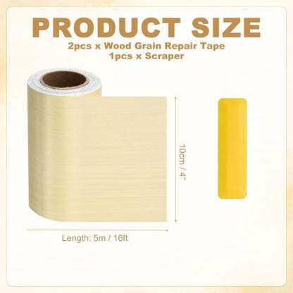 HARFINGTON Wood Grain Repair Tape 4" x16ft Self-Adhesive Repair Patch - color: Yellow Fir, size: 4" x 16ft