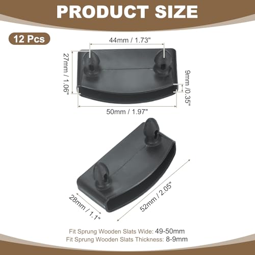 uxcell 12 Pcs 50mm x 9mm Plastic Bed Slat End Caps, Bed Slat Cover Gray - color: Grey, size: 50mm x 9mm