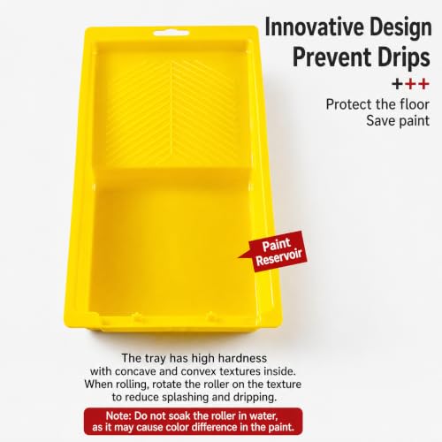 2" Roller Paint Tray Set, 11Pcs Reusable Yellow Tray with 10 Disposable Liners, Non-Stick Kit for Mini Painting, Touch-Up & DIY Home Decor