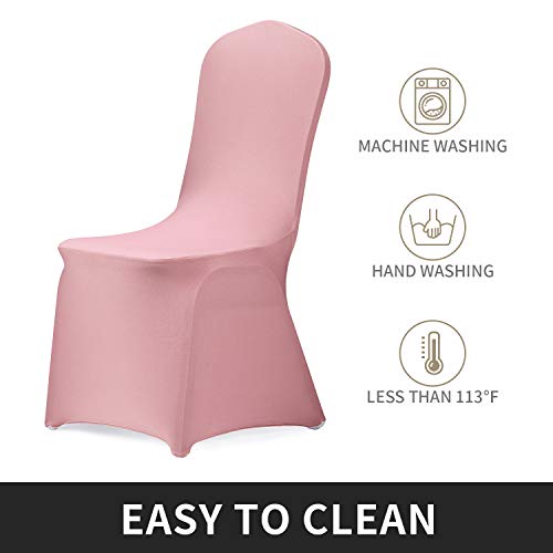 Peomeise Stretch Spandex Chair Cover for Wedding Party Dining Banquet Event (Dusty Rose, 25) - color: Dusty Rose, size: 25PCS
