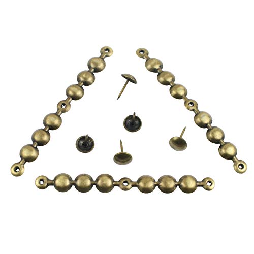 Upholstery Tacks Trim. Antique Brass Upholstery Nails, 4in Long Strips, 7/16in Head, Covers 6,5 Yards DX0511AB-S6M