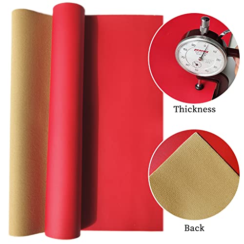 XHT Smooth Red Faux Leather Roll 11.8"x53" Soft Plain Synthetic Upholstery Crafts Fabric for DIY Cosplay Garment Jewelry Accessories - color: Red