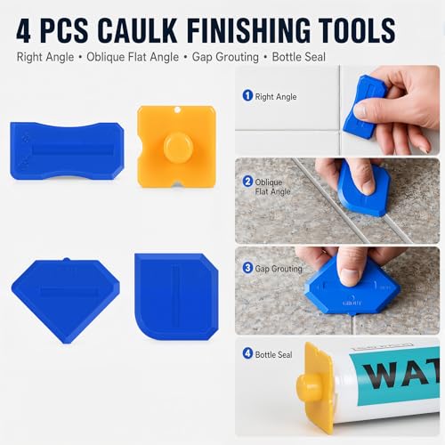 16 Piece 3-in-1 Caulking Tool Kit, Caulk Remover & Grout Removal Tools