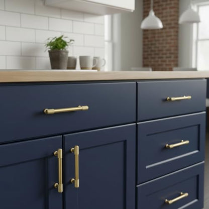 Alzassbg 5" Brushed Gold Cabinet Pulls and Handles 10 Pack, AL3017MGP - color: Brushed Gold, size: 5" Hole Center