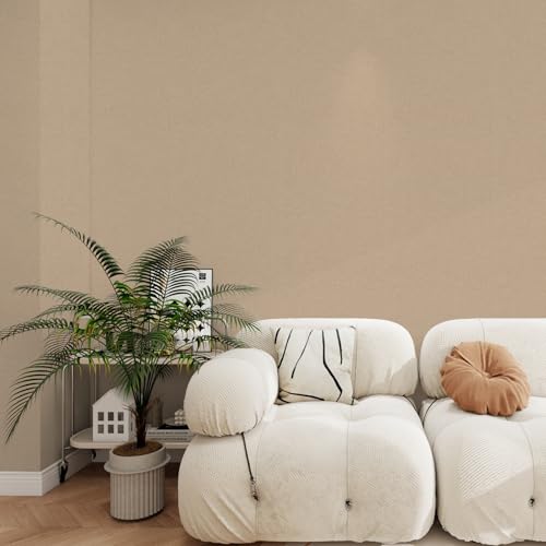 Grasscloth Peel and Stick Wallpaper Brown Textured Contact Paper, set of 17.3 x 200 Inches Removable Wallpaper for Bedroom, Countertop, Classroom, Cabinet and Drawer, Renter Friendly Wall Paper - color: Brown, size: 17.3" x 200"