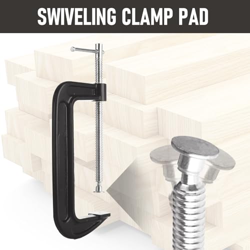 4Pcs 8 Inch C Clamp Heavy Duty C-Clamps Quality Iron C-Clamps Industrial Strength C Clamp Set for Woodworking Welding Building Metal Workpiece