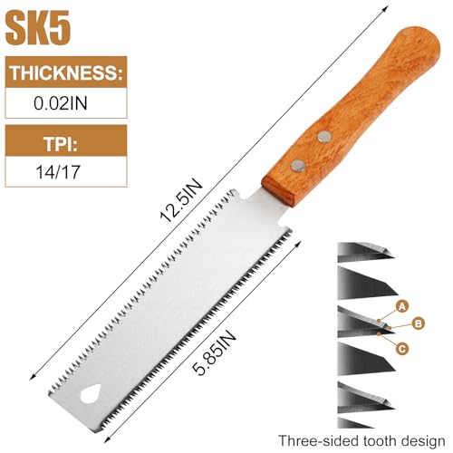 Japanese Hand Saw 2 Pack, 6 Inch Double Edge Pull Saw for Flush Cuts