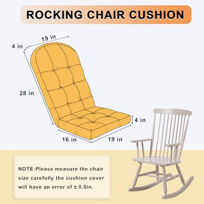 Rocking Chair Cushion, High Back, 44 x 19 x 4 Inch, Colza Yellow - color: Colza Yellow