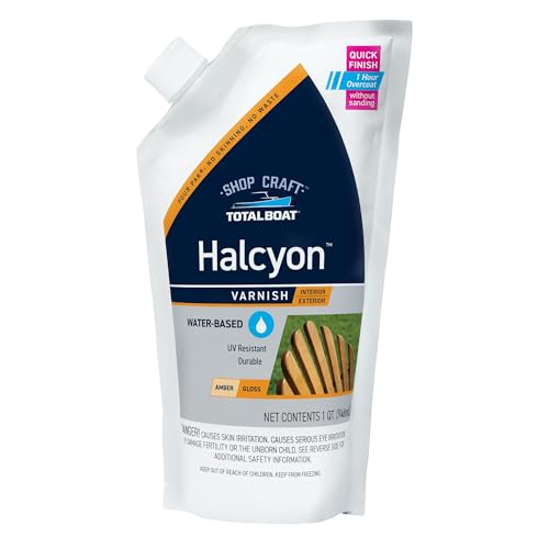 TotalBoat Halcyon Water-Based Marine Varnish for Wood - Amber Gloss Quart - color: Clear Amber, size: Quart