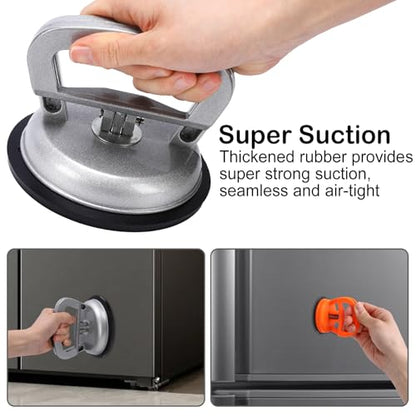 Stainless Steel Dent Puller for Fridge, Paintless Dent Removal Kit, Powerful Dent Puller with Heavy Duty Suction Cup & T-Handle Lifter for Car Body, Refrigerator Door, 3 Pack