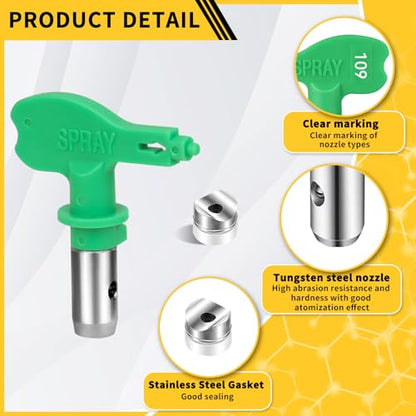 15 Pcs Sprayer Tips Set,7 Pcs High Pressure Reversible Spray Nozzle Tips,2 Pcs Tip Guards with 6 Paint Spray Gun Filter,Compatible with Titan/Wagner 351 Series Spray Tips (109,211,315,417,515,517,623) - style: 109,211,315,417,515,517,623