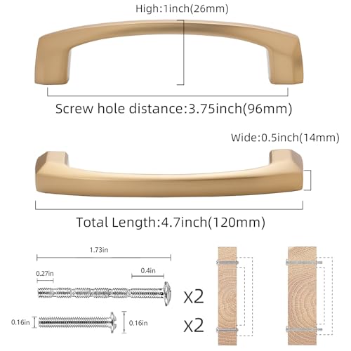 COTYKILEY 10 Pack 3-3/4 Inch(96mm) Champagne Bronze Cabinet Handles Champagne Kitchen Cabinet Pulls Cabinet Door Handles Kitchen Cabinet Hardware Cupboard Drawer Pulls Dresser Handles - color: Champagne Bronze, size: 3.75" Hole Center（96MM）