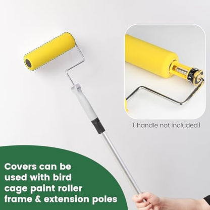 VOOMEY 9 inch Foam Paint Roller Cover(Blade-Cut Sponge), Pack of 3 - color: 3pcs yellow