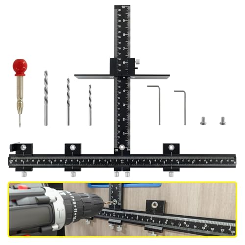 Aluminum Alloy Cabinet Hardware Jig,Cabinet Handle Jig for Woodworkers DIY - color: Black