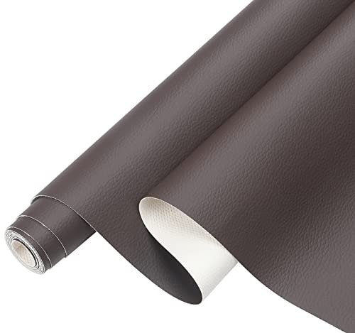 Picheng Lychee Faux Leather Fabric: 13.8" x 53" Soft Faux Leather Roll - color: Dark Brown