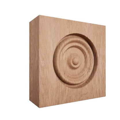 2 1/2" W x 2 1/2" H x 7/8" P Americraft Solid Hardwood Stain Grade Bullseye Rosette with Squared Edge, Sapele - color: Sapele Mahogany, size: 2.5-in. W x 2.5-in. H
