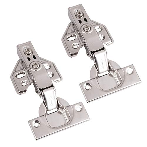Ilyapa Full Overlay Cabinet Hinge, Satin Nickel - 2 Pack, Frameless, Soft - size: Frameless Full Overlay