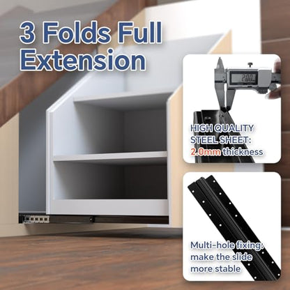 ToBeGreat 1 Pair Undermount Heavy Duty Drawer Slides 32 lnch 260 lb Load Capacity Bottom Mounted Full Extension Ball Bearing Hidden Stair Rails Cabinet Concealed Runner Glide - size: 32 Inch