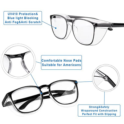 SQIMZAR Safety Glasses Goggles For Women Nurses Protective Eyewear,Anti Fog Safety Goggles - color: Black+blue+pink