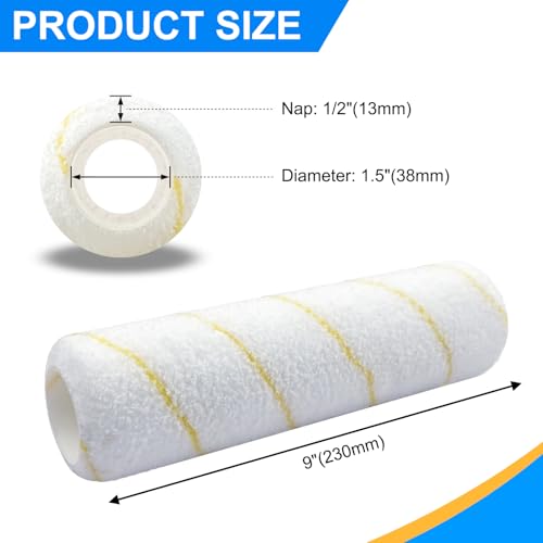 9 Inch Microfiber Paint Roller Covers, 1/2" Nap, 3-Pack - size: 3 PCS, 9"