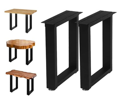NXN-HOME 16'' Tall Square Metal Table Legs for Furniture, Bench Legs, Coffee Table Legs, Set of 2 Mid Century Home DIY Projects Black Furniture Legs(16”H x 11.8”W) - size: 16 inches-Square
