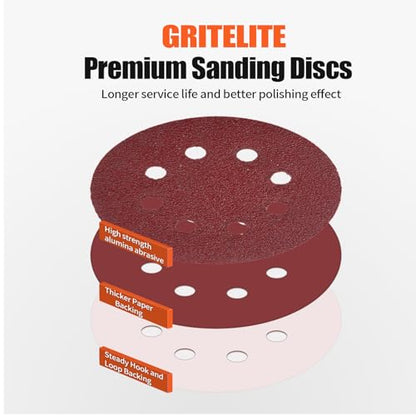 250 PCS 5-Inch 8-Hole Hook & Loop Sanding Discs Set, 40 60 80 120 150 240 320 400 600 Grit Sandpaper for Random Orbital Sander - style: Mix Grit-250PCS