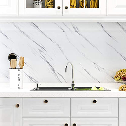 White Marble Contact Paper for Countertops Peel and Stick Marble Wallpaper - size: 17.7" x 118"