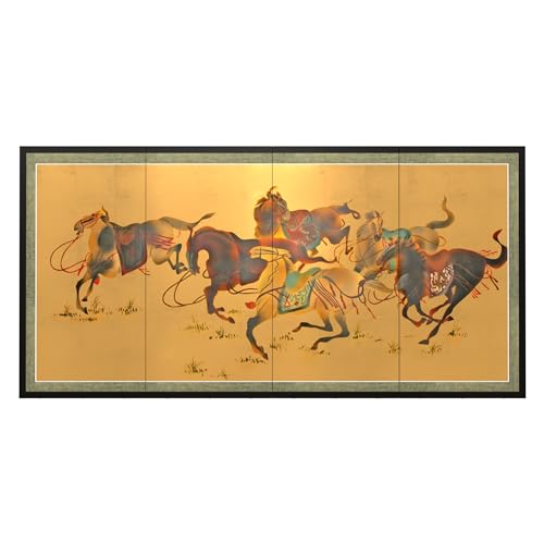 Red Lantern 36" x 72" Riders in the Storm on Gold Leaf - color: Riders in Storm