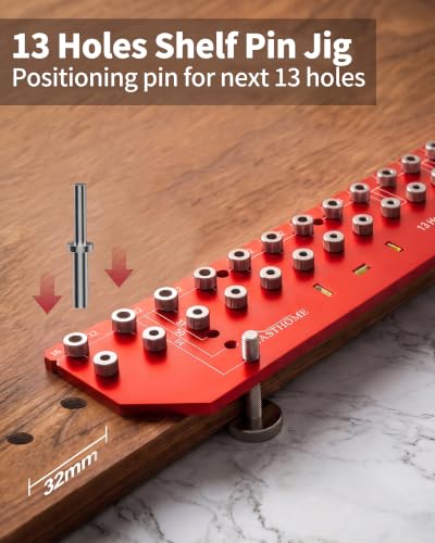 VASTHOME 13 Holes Shelf Pin Jig - 1/4" (6mm) & 5mm Shelf Holes Drilling Jig - size: 13 Holes