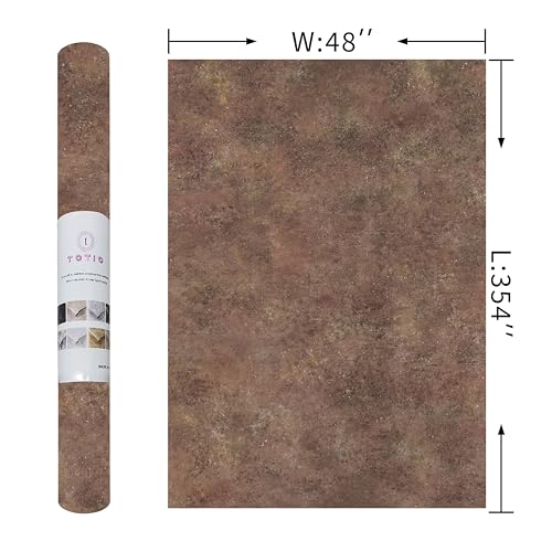 48x354in Extra Wide Concrete Wallpaper Peel and Stick Retro Brick Red Granite Countertop Contact Paper Brown Rock Wall Paper Matte Thick Bubble-Free Design Waterproof Self-Adhesive Vinyl Wall Stickers - color: Brick Red, size: 48" x 354"