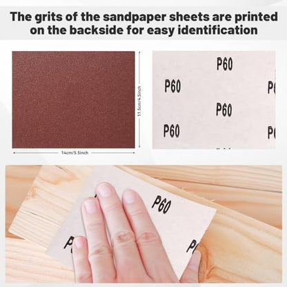 1/4 Sandpaper Sheet,4-1/2"*5-1/2" Assorted120-180-240,50PACK