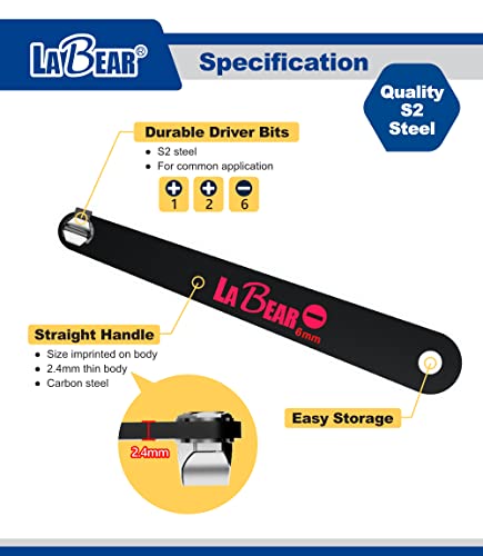 LABEAR 3-Piece Ultra Low Profile Offset Screwdriver Set, PH1 PH2 SL6 - size: PH & SL