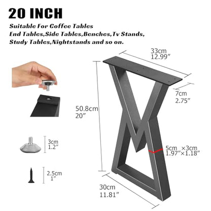20 Inch Metal Coffee Table Legs, Diamond Shape End & Side Table Feets Heavy Duty Desk Feets, Black Iron DIY Furniture Bench Legs Set of 2 ﻿ - size: 20 '' V Shape