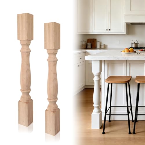 Wooden Table Legs 2Pack, 35.4" Unfinished Heavy Duty Red Oak Replacement Legs for Dining and Kitchen Table, DIY Farmhouse Table Legs for Coffee Table & Desk