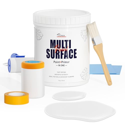 CIONIA All-in-One Paint - Multi Surface White Paint - Furniture and Cabinet for Interior/Exterior - No Sanding, Quick Drying, Perfect for Wood, Wall, Metal and More, 32 Oz - color: White, size: 32 Fl Oz (Pack of 1)